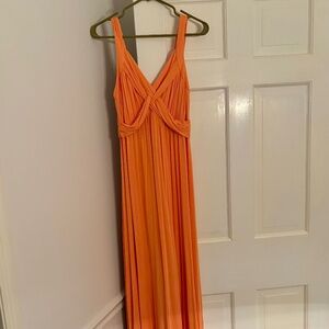 New York & Company Orange Maxi Goddess Dress - Size Medium